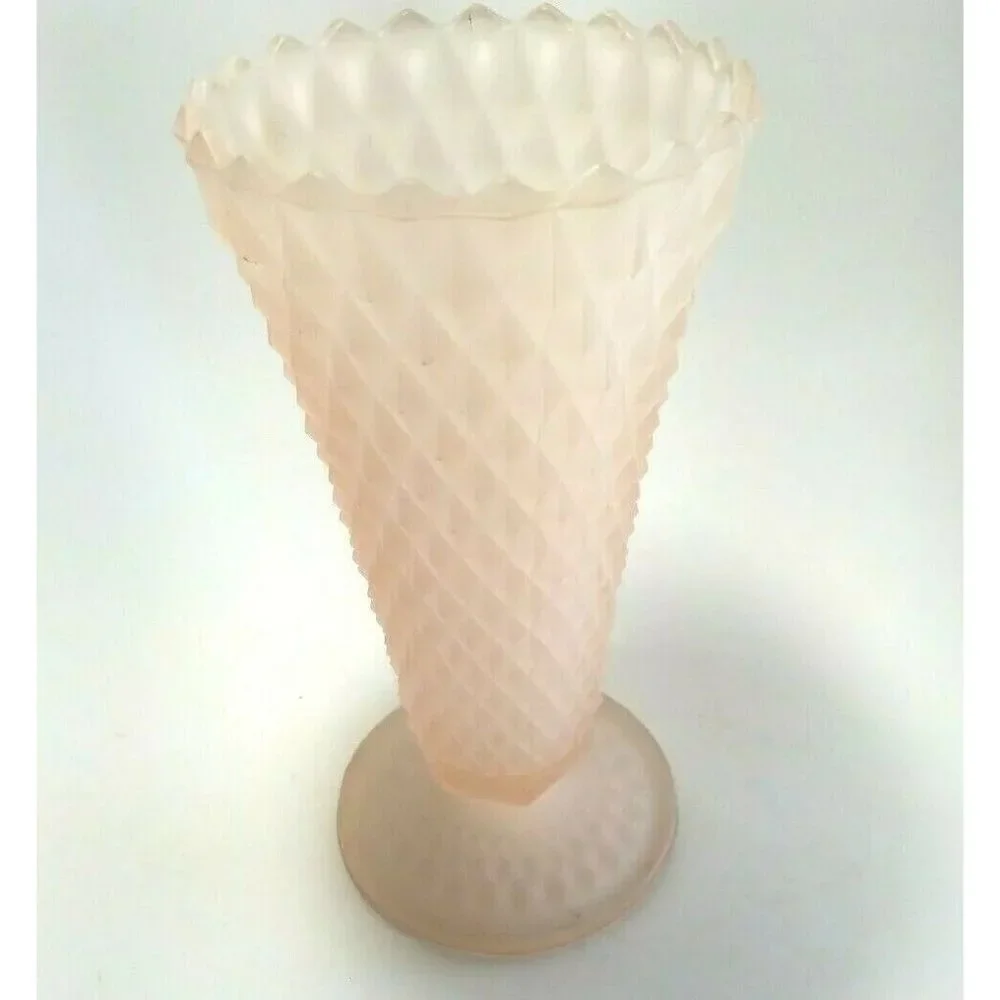 Vintage Pink Satin Frosted Depression Glass 8